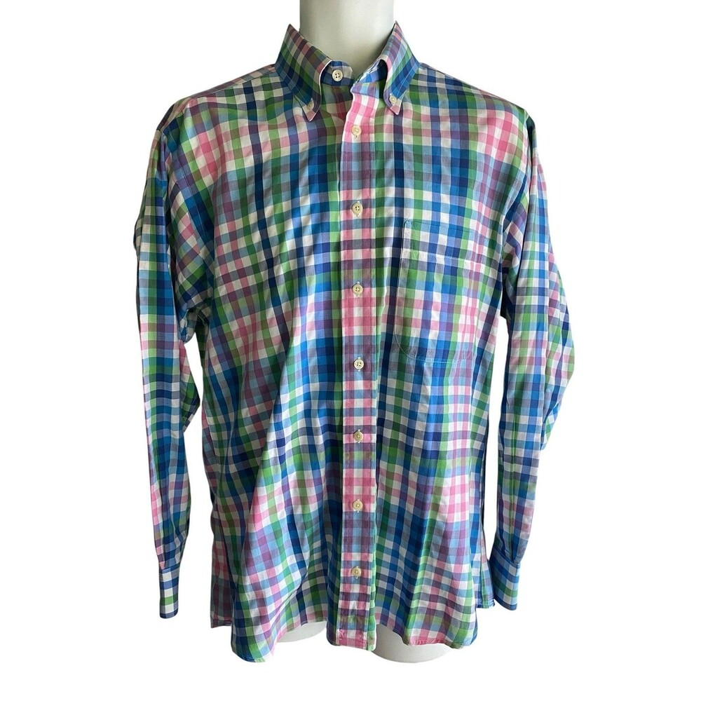 Gitman Bros. Shirt Mens Medium Multicolor Check Button Down Long Sleeve USA